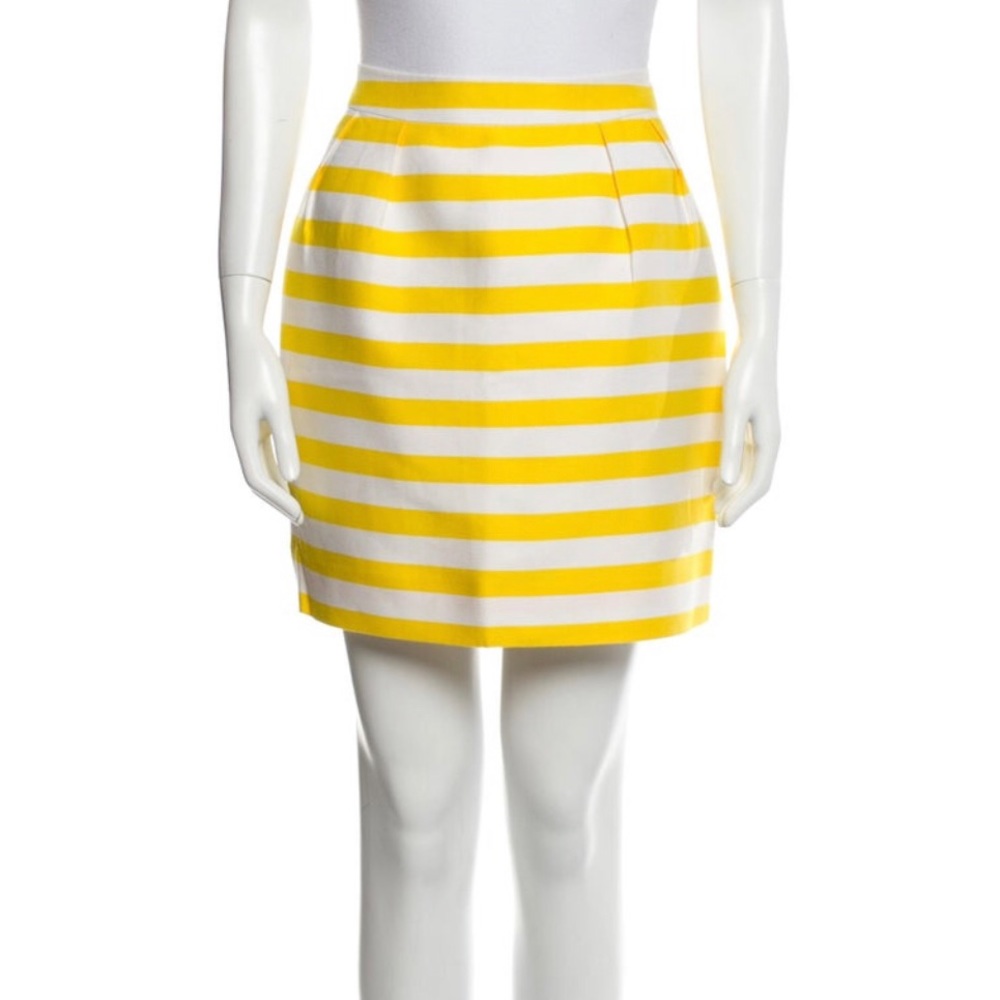 kate spade new york yellow and white stripe mini skirt - size 10